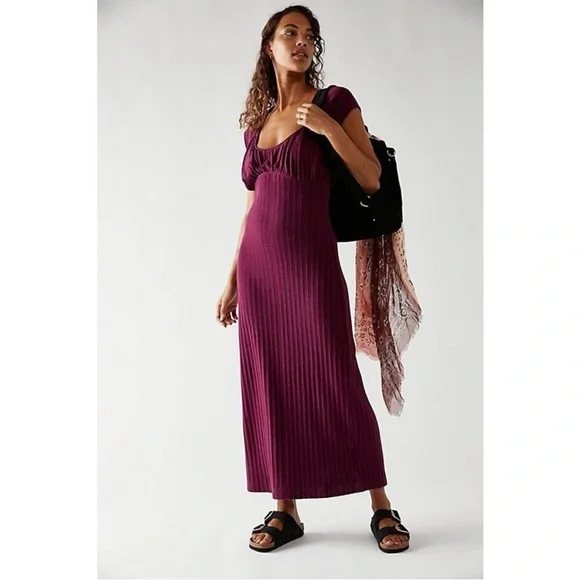 Free People | Dresses | Free People Beach Verona Textured Knit Backless  Purple Maxi Dress | Poshmark